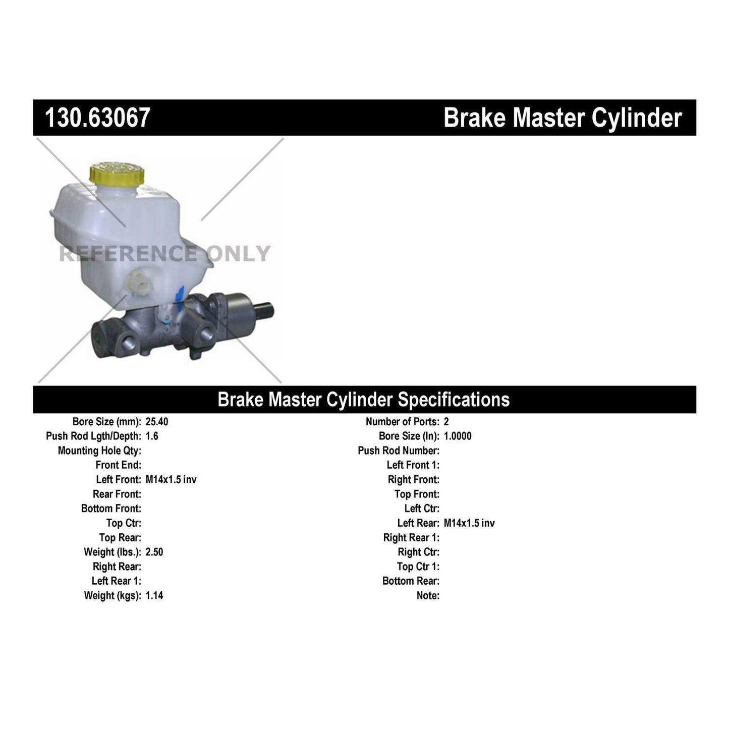Centric Parts Premium Brake Master Cylinder 130.63067
