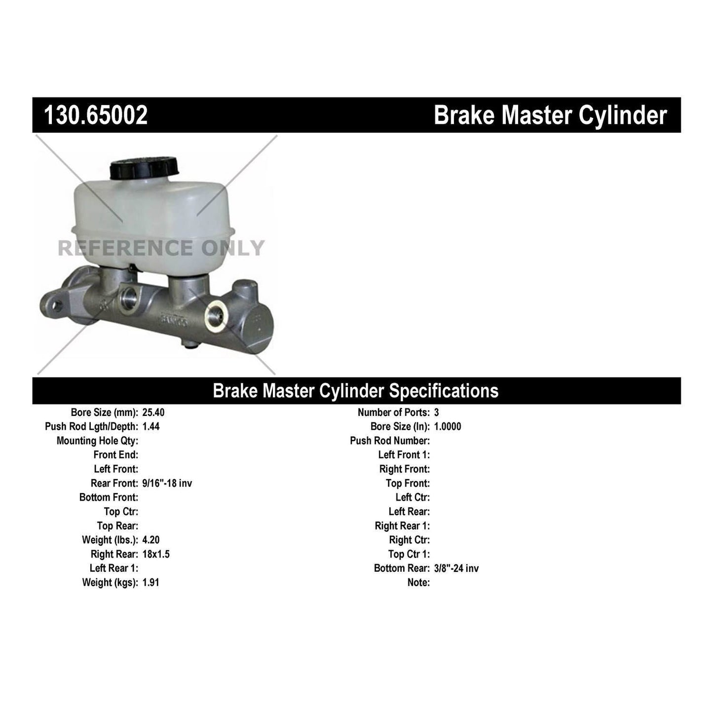 Centric Parts Brake Master Cylinder Premium for OEM fit 130.65002