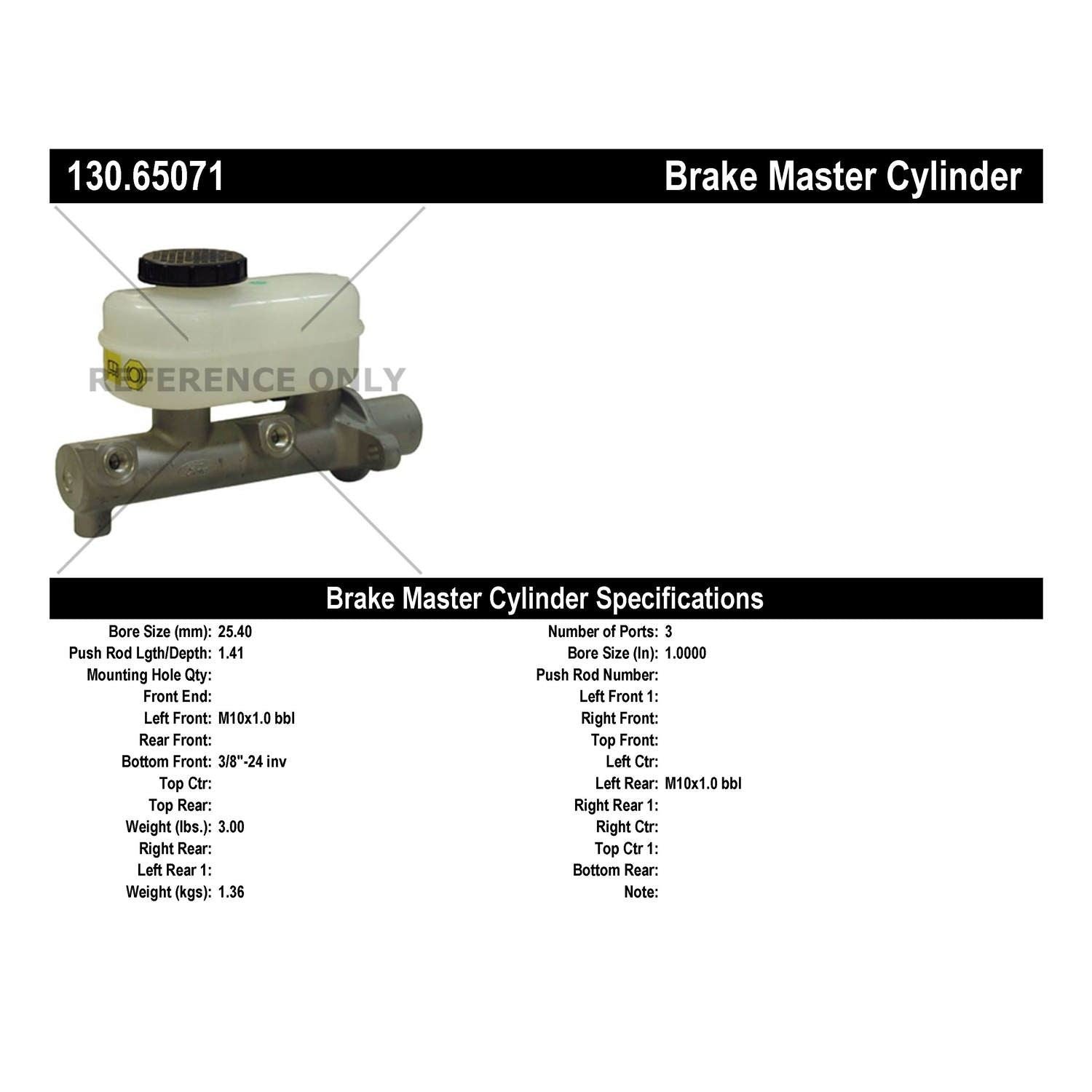 Centric Parts Premium Brake Master Cylinder 130.65071
