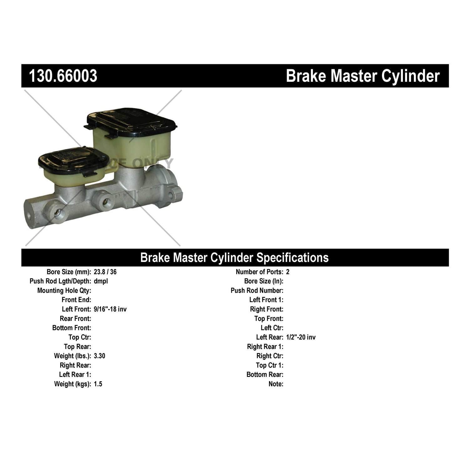 Centric Parts Premium Brake Master Cylinder 130.66003