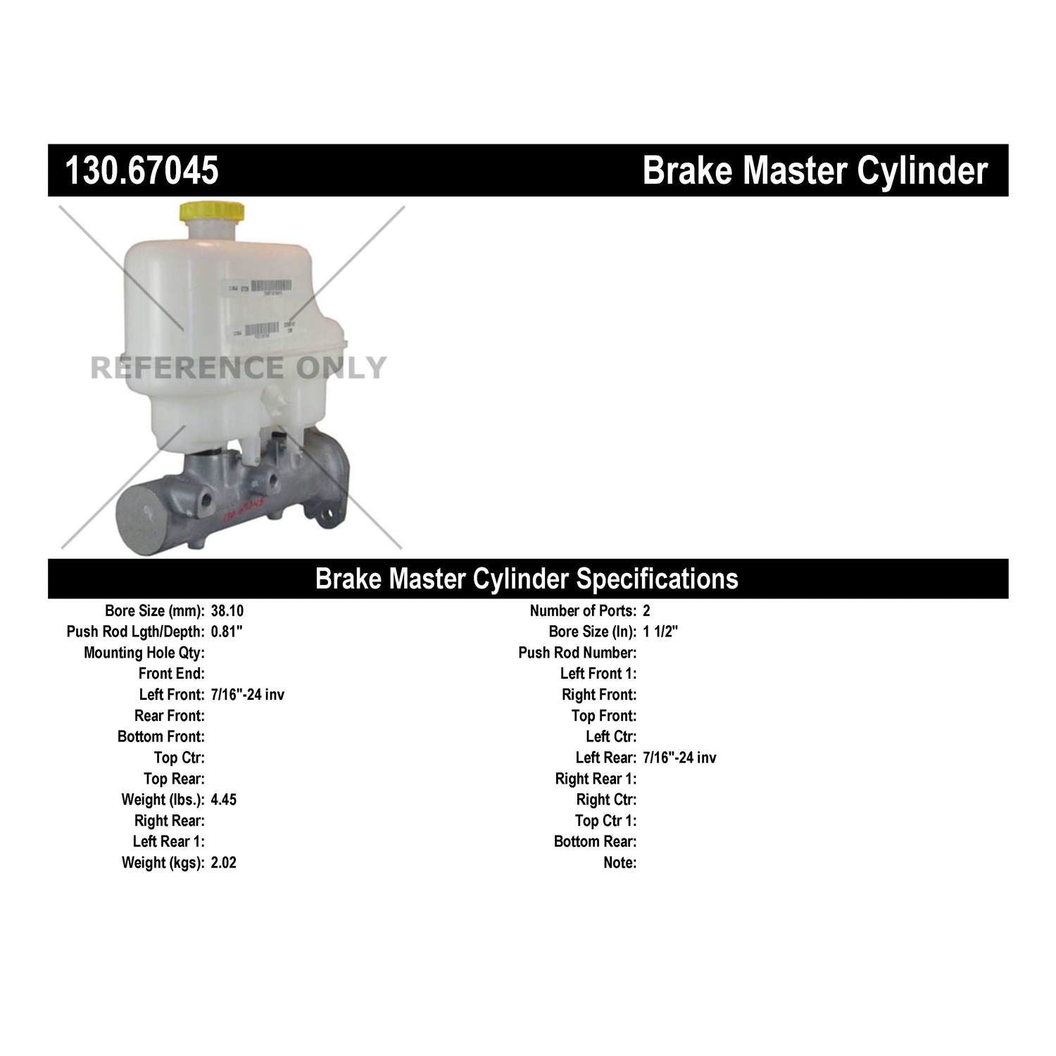 StopTech Premium Brake Master Cylinder 130.67045