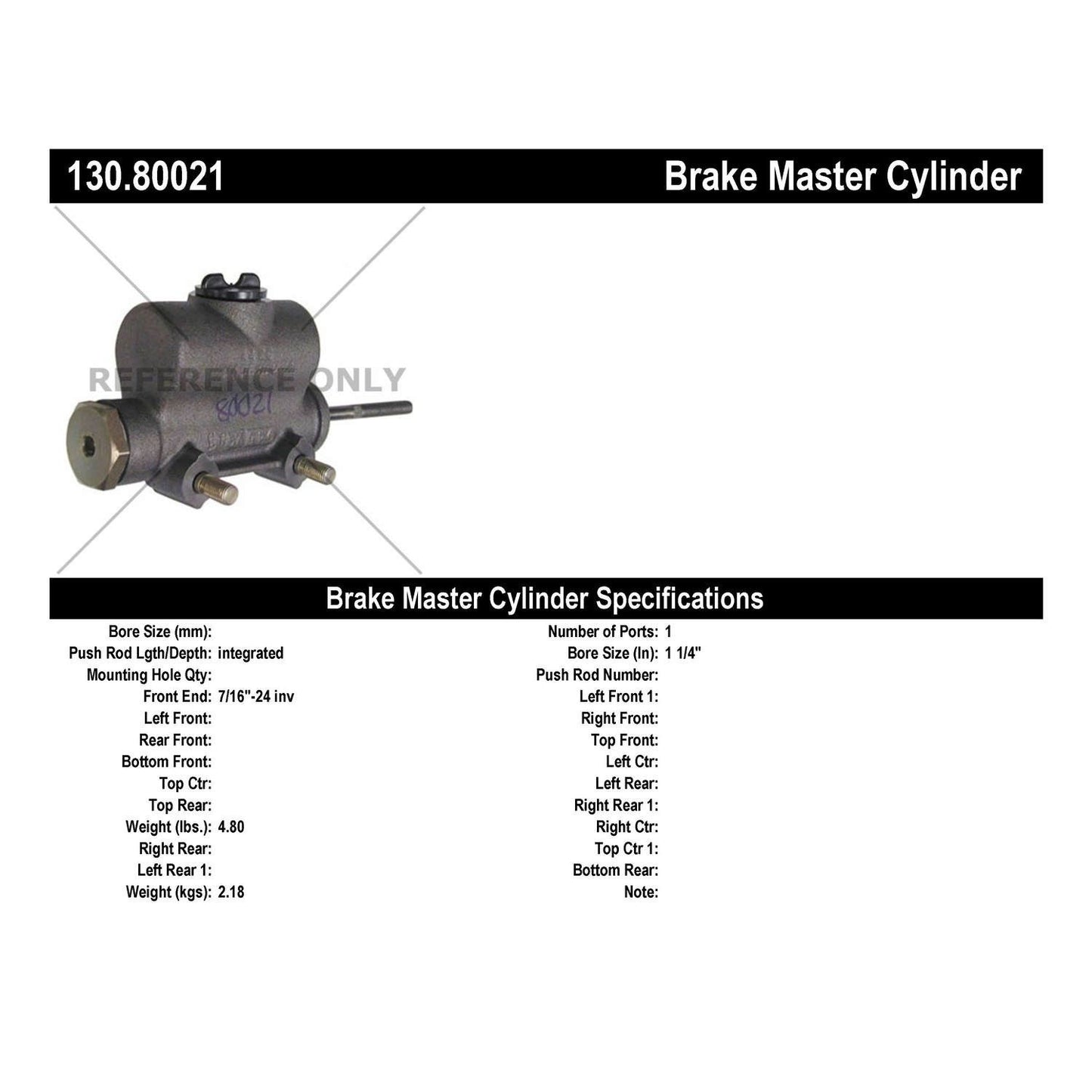 Centric Parts Brake Master Cylinder 130.80021