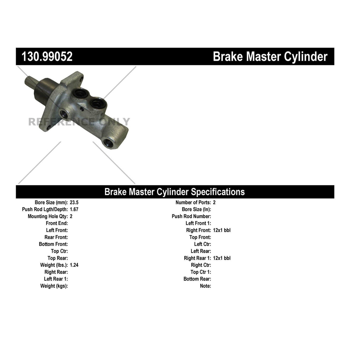 StopTech Premium Brake Master Cylinder 130.99052