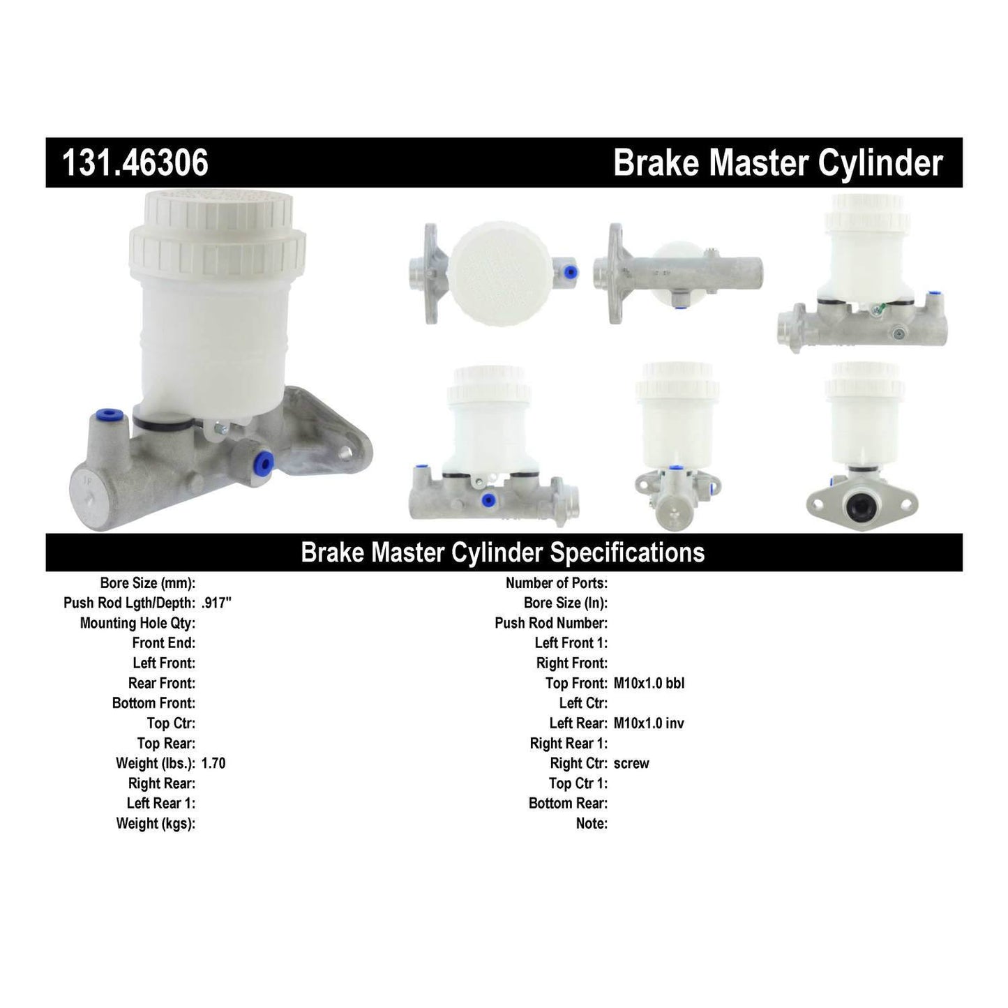 Centric Parts Brake Master Cylinder Standard for 1988-2007 Dodge Raider Ram Mitsubishi Montero 131.46306