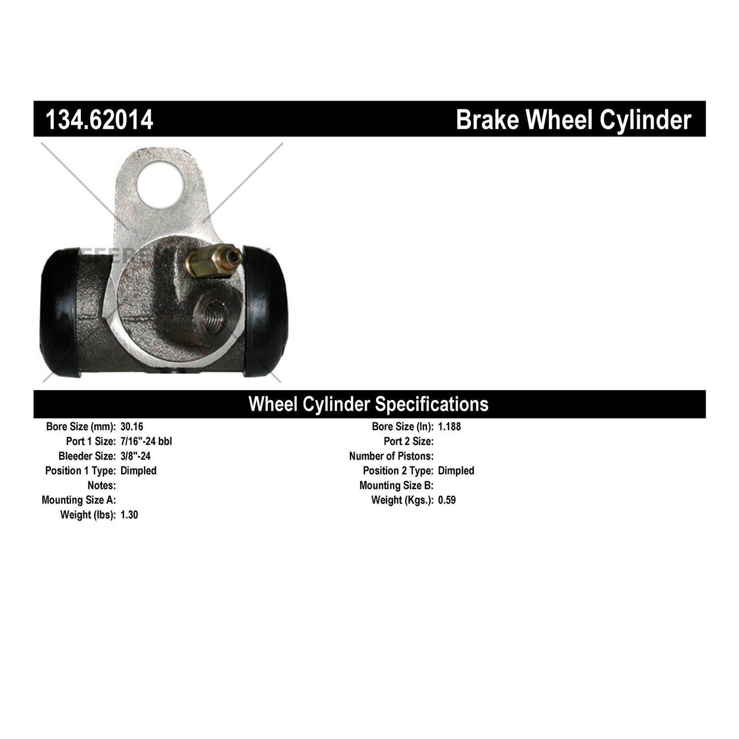 Centric Parts Premium Drum Brake Wheel Cylinder for 1964-1960 Chevrolet Bel Air, Biscayne, Brookwood, Corvette, El Camino, Impala, Nomad, Parkwood 134.62014