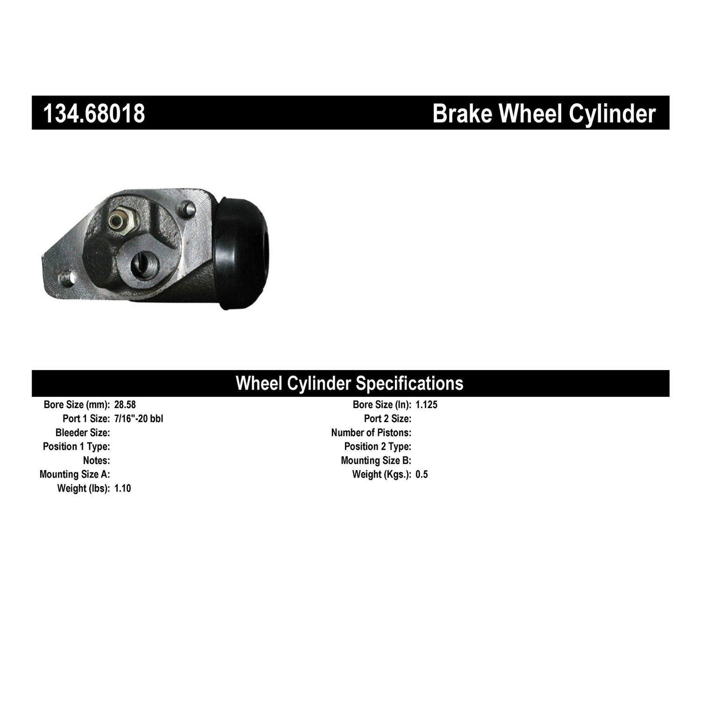 Centric Parts Drum Brake Wheel Cylinder Premium with Brass Inserts and Aluminum Castings 134.68018