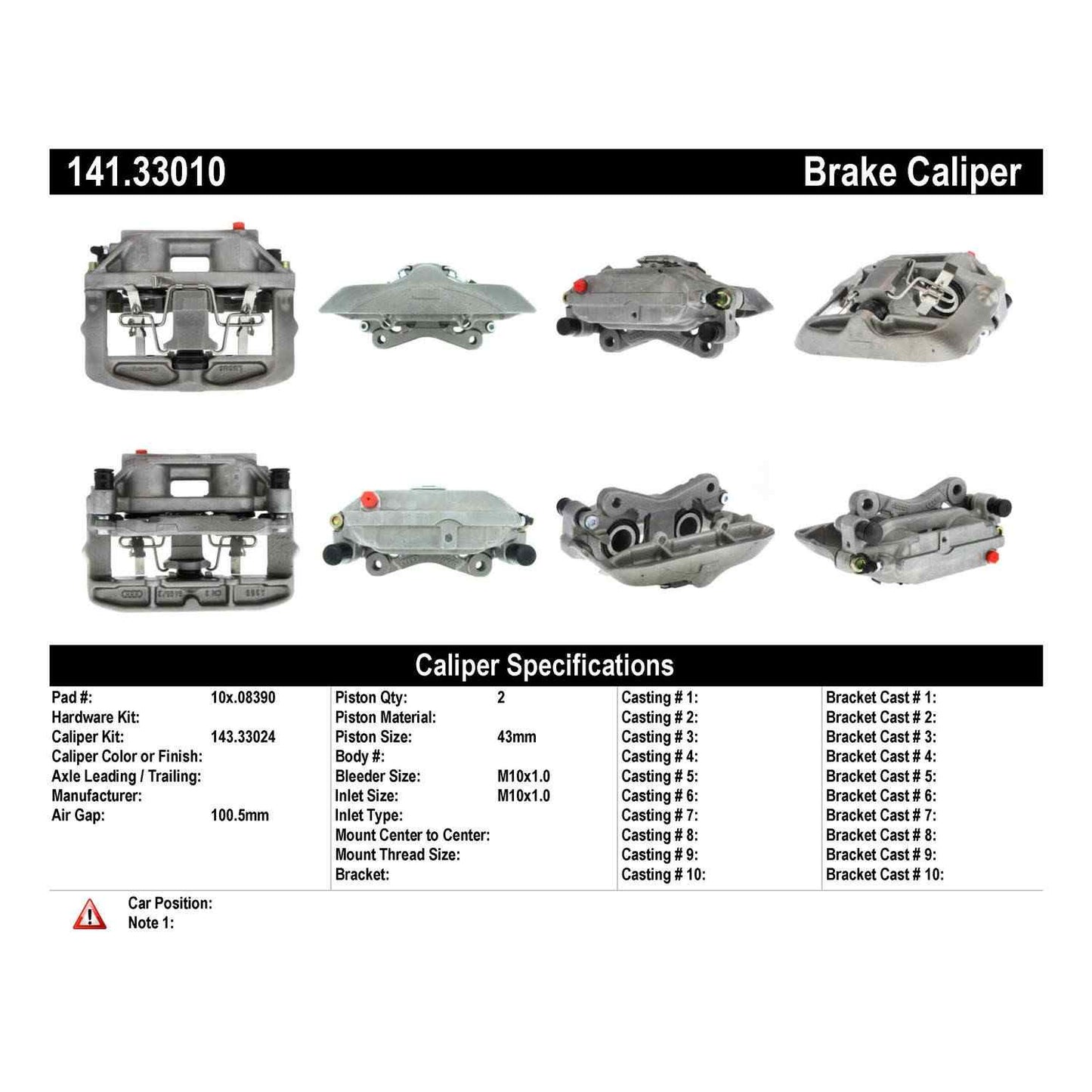 Centric Parts Disc Brake Caliper Semi-Loaded with Anti-Corrosion Finish 141.33010