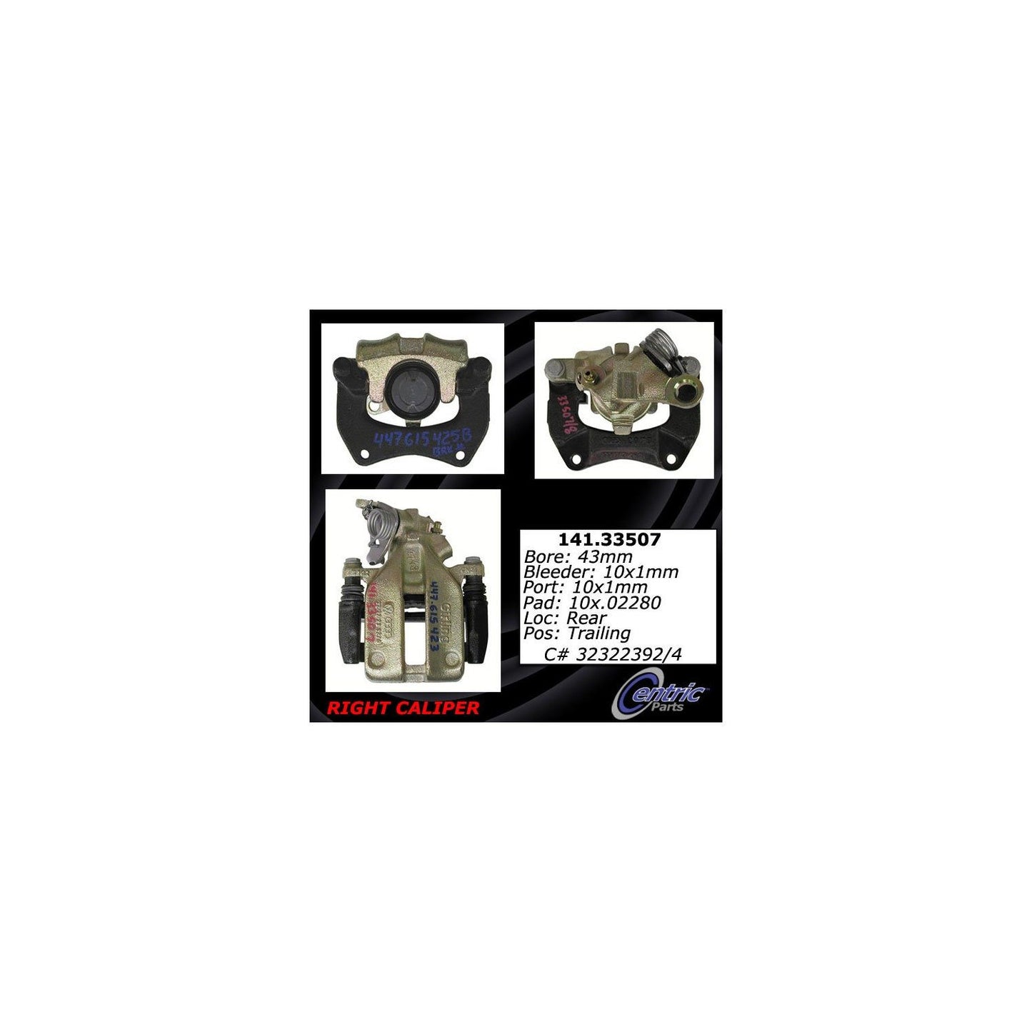 Stoptech Centric Semi-Loaded Brake Caliper - Rear L/R 141.33507