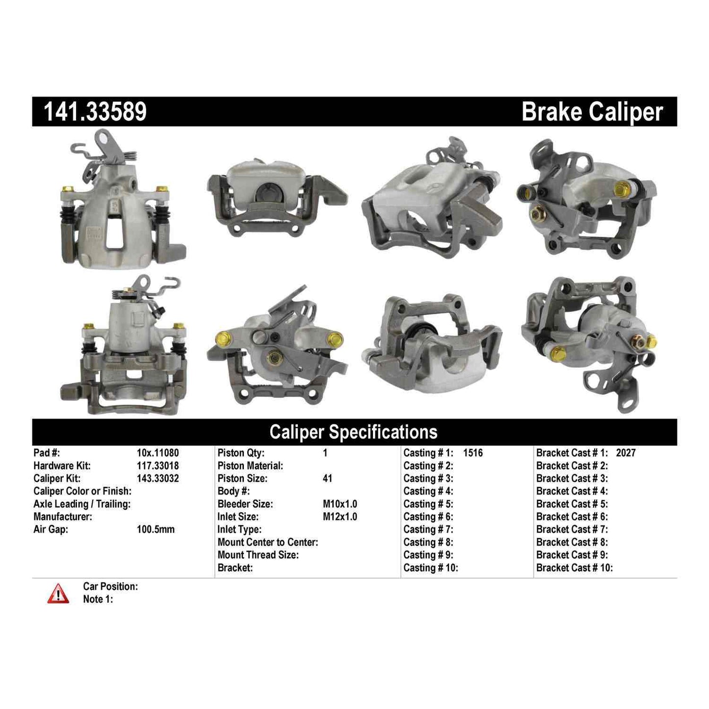 Centric Parts Disc Brake Caliper Semi-Loaded with Anti-Corrosion Finish 141.33589