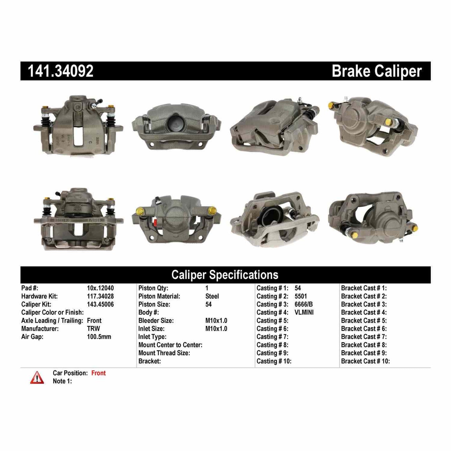 Centric Parts Disc Brake Caliper with anti-corrosion finish