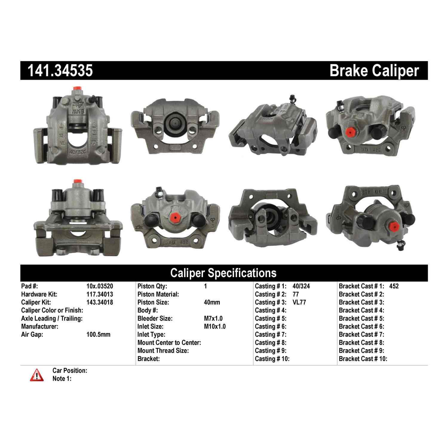 Centric Parts Semi-Loaded Brake Caliper 141.34535