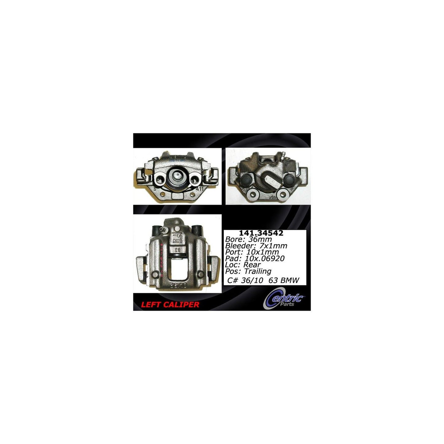 Centric Parts Disc Brake Caliper Semi-Loaded with Anti-Corrosion Finish for 1996-2002 BMW Z3 141.34542
