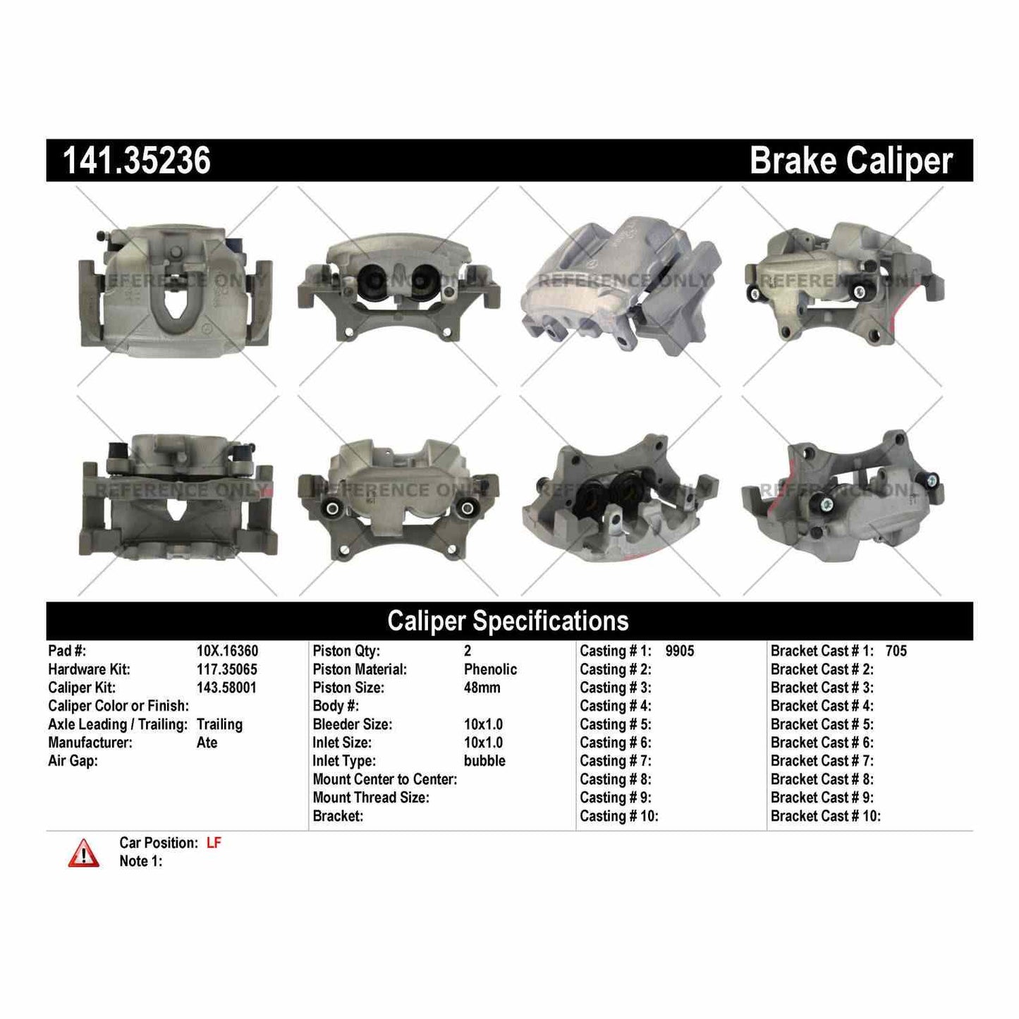Centric Parts Disc Brake Caliper Semi-Loaded with New Phenolic Pistons for 2013-2019 Mercedes-Benz GL350/GL450/GL550 GLE63 AMG 141.35236