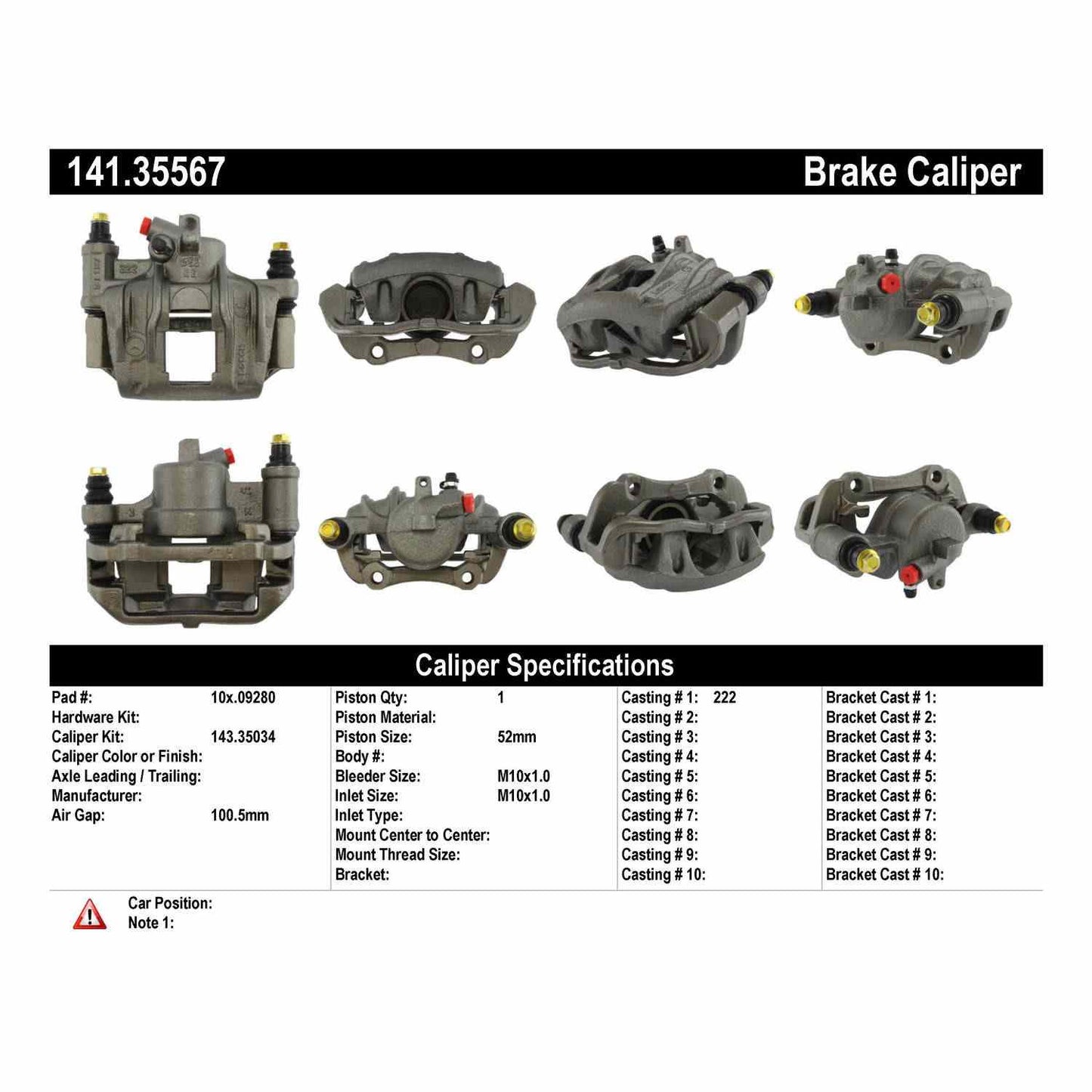 Centric Parts Disc Brake Caliper Semi-Loaded with Anti-Corrosion Finish 141.35567