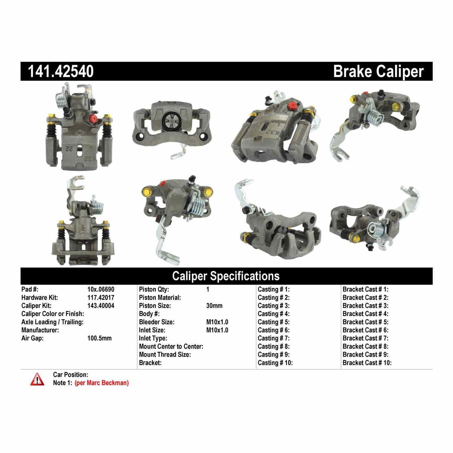 Centric Parts Disc Brake Caliper with Anti‑Corrosion Finish 141.42540
