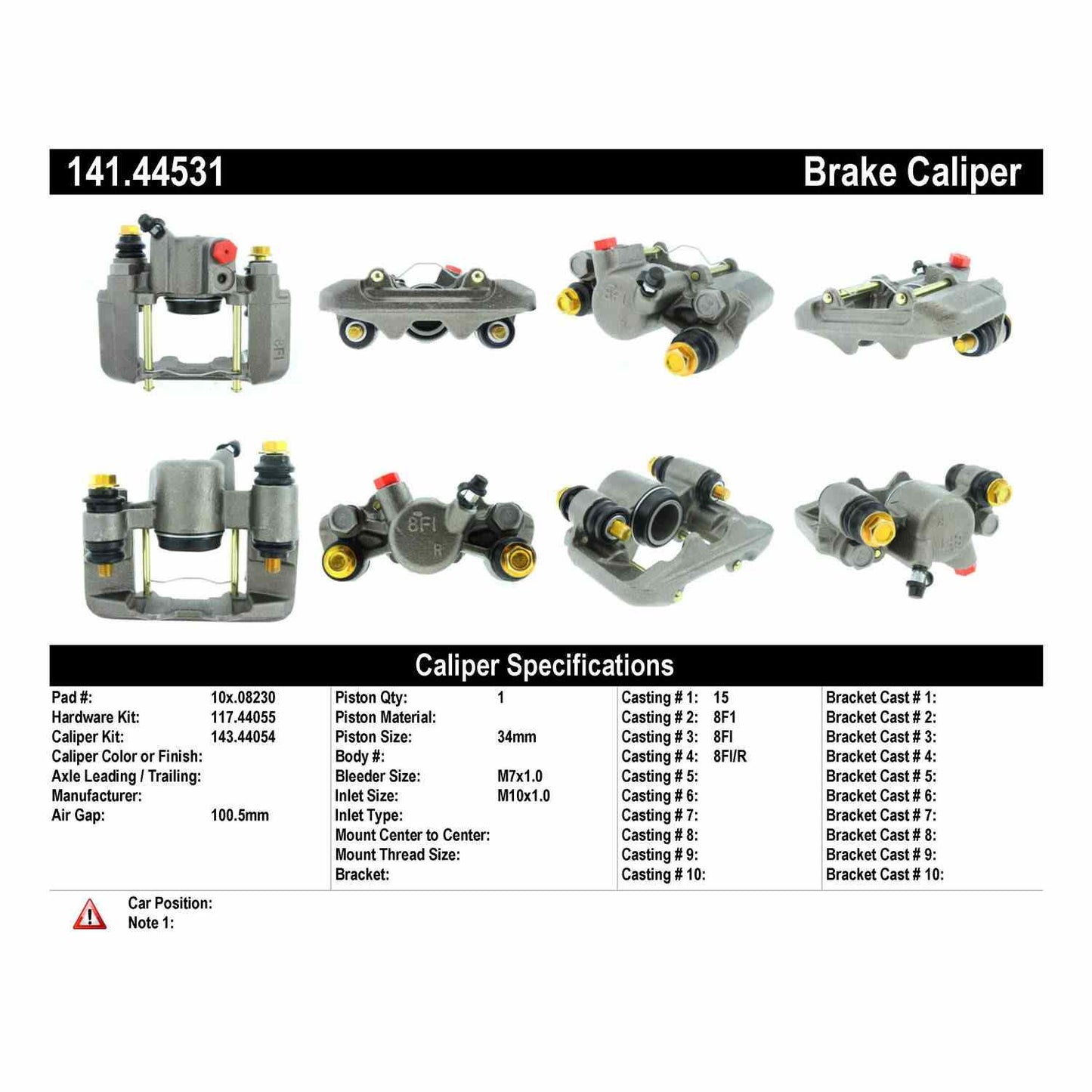 Stoptech Centric Semi-Loaded Brake Caliper - Rear Right 141.44531