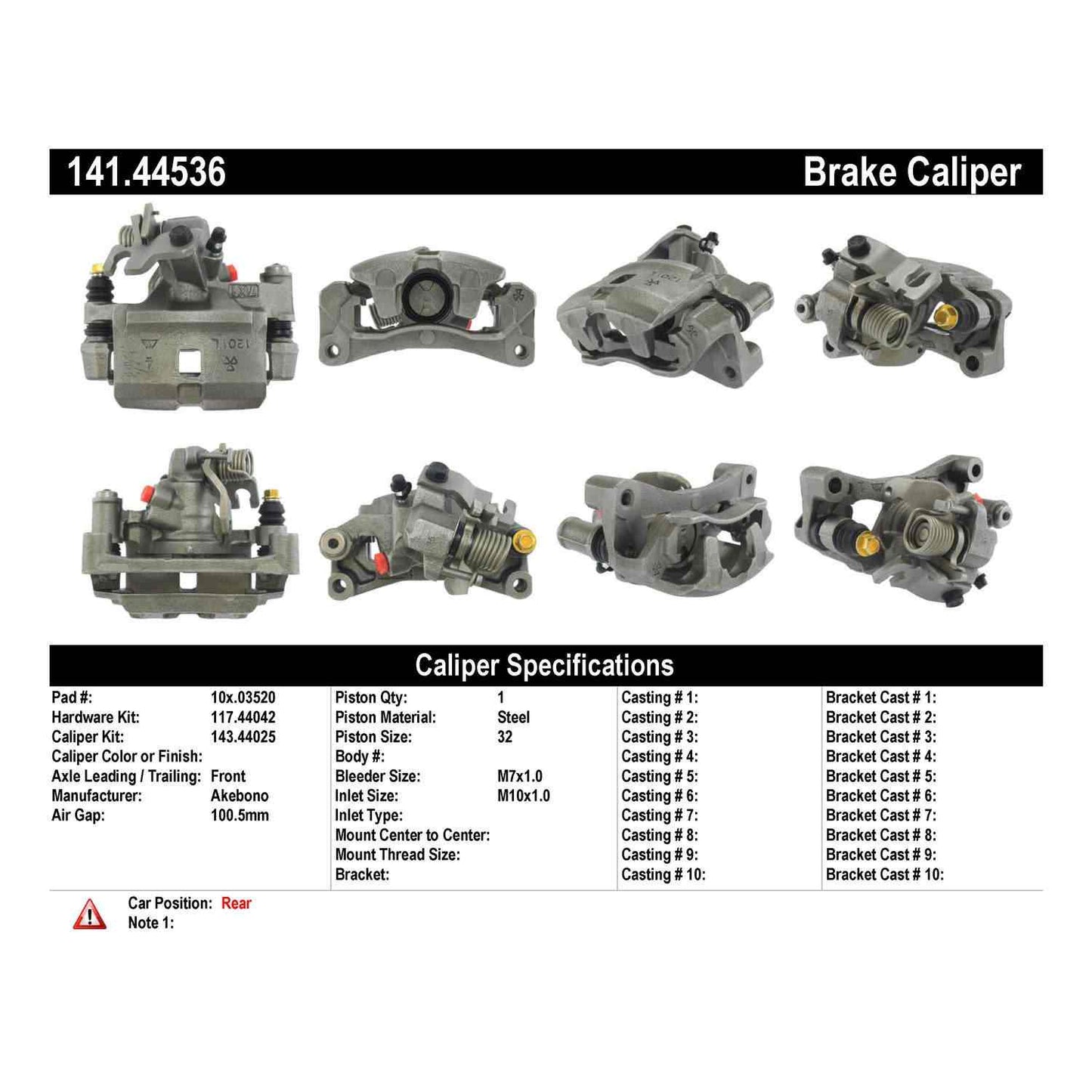Stoptech Centric Semi-Loaded Brake Caliper Housing- Rear Left 141.44536