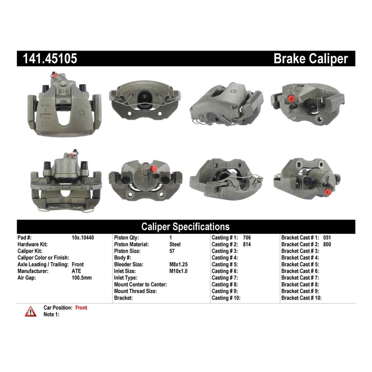 Centric Parts Semi-Loaded Brake Caliper 141.45105