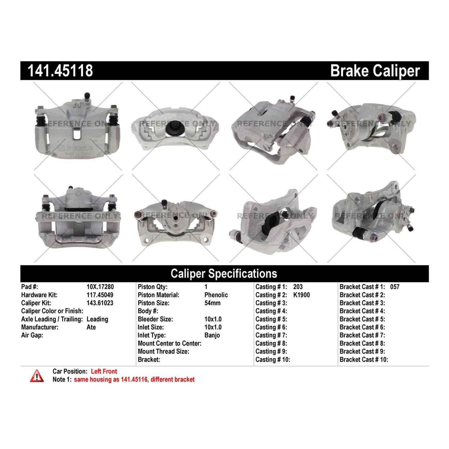 Stoptech Centric 16-17 Mazda CX-3 Semi-Loaded Front Driver Side Rebuilt Brake Caliper 141.45118