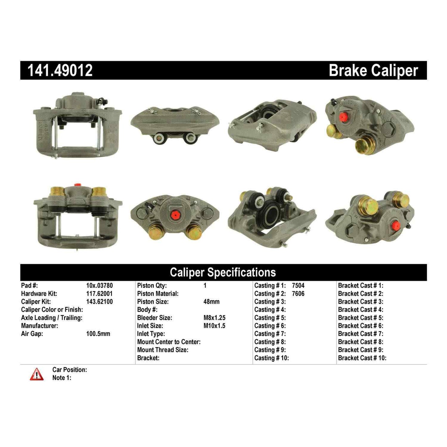 Centric Parts Semi-Loaded Brake Caliper 141.49012