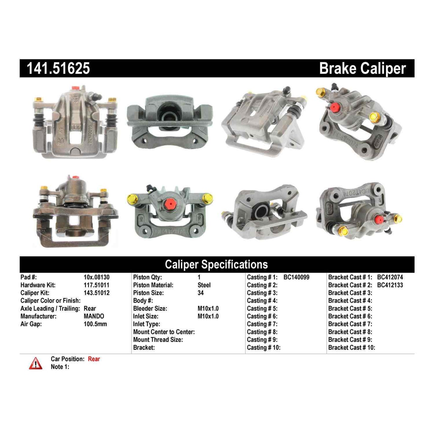 Centric Parts Semi-Loaded Brake Caliper 141.51625