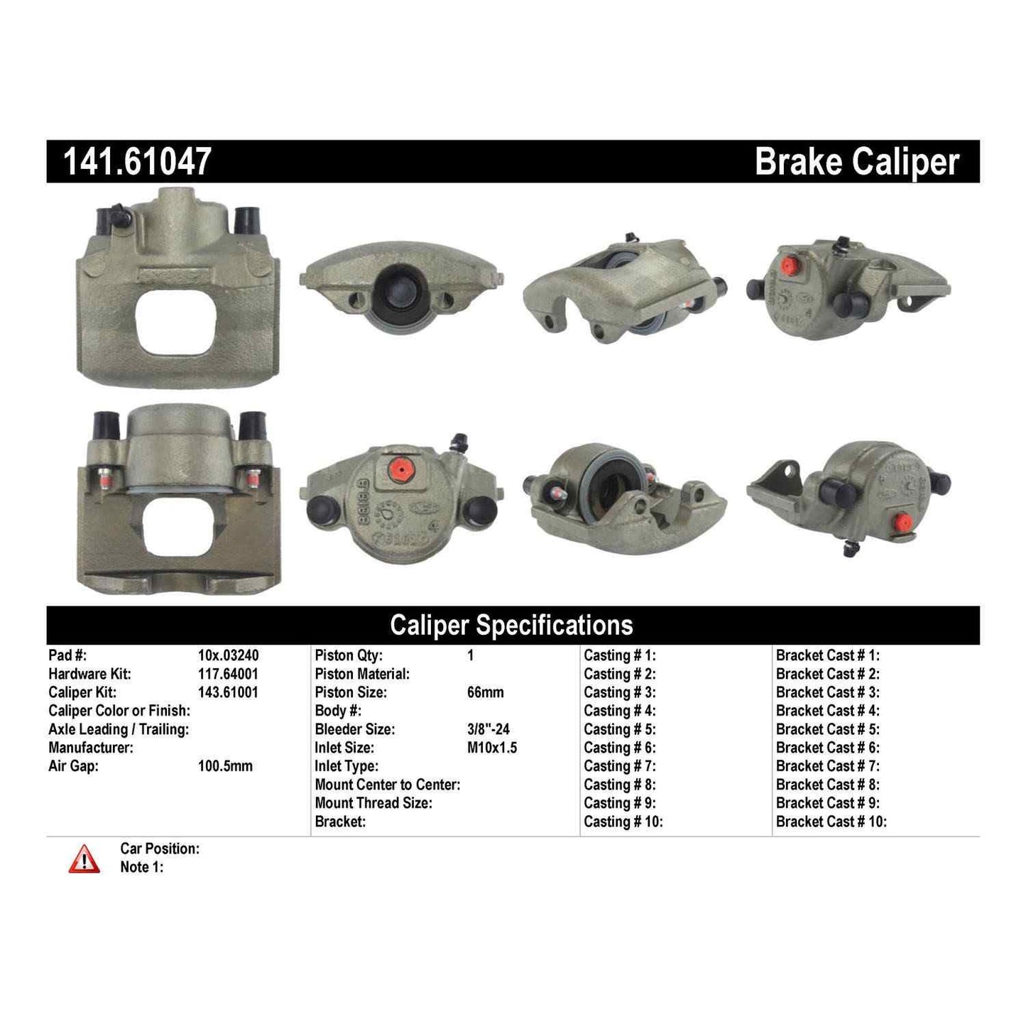 Centric Parts Disc Brake Caliper Semi-Loaded with New Phenolic Pistons for 1992-1986 Ford Taurus, Lincoln Continental, Mercury Sable 141.61047