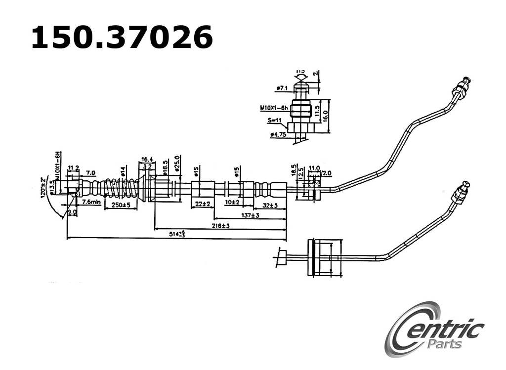 Centric Parts Brake Hydraulic Hose for Porsche Cayenne 2018-2011 Volkswagen Touareg 2018-2011 150.37026