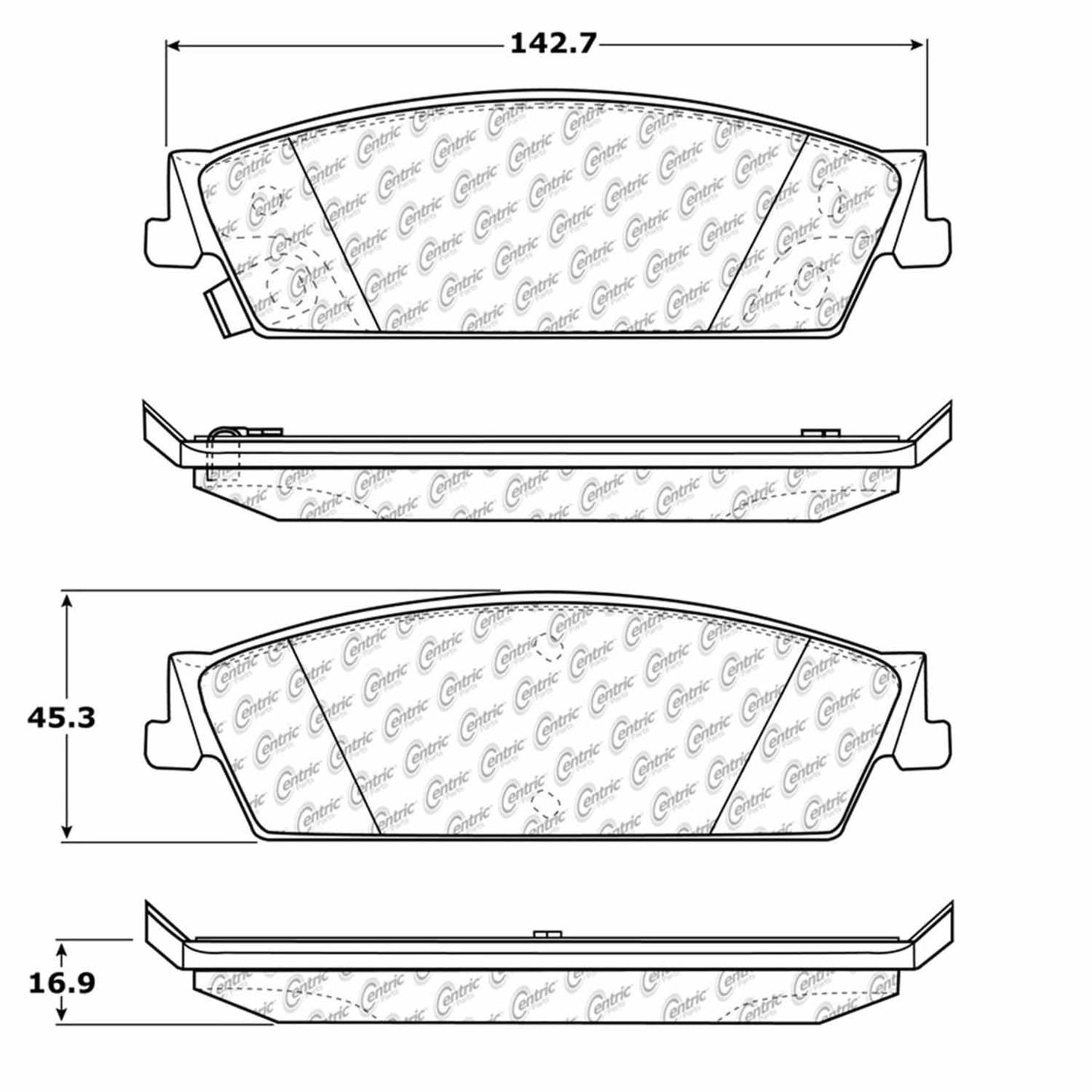 Centric Parts Premium Semi-Metallic Brake Pads with Shims and Hardware 300.11940