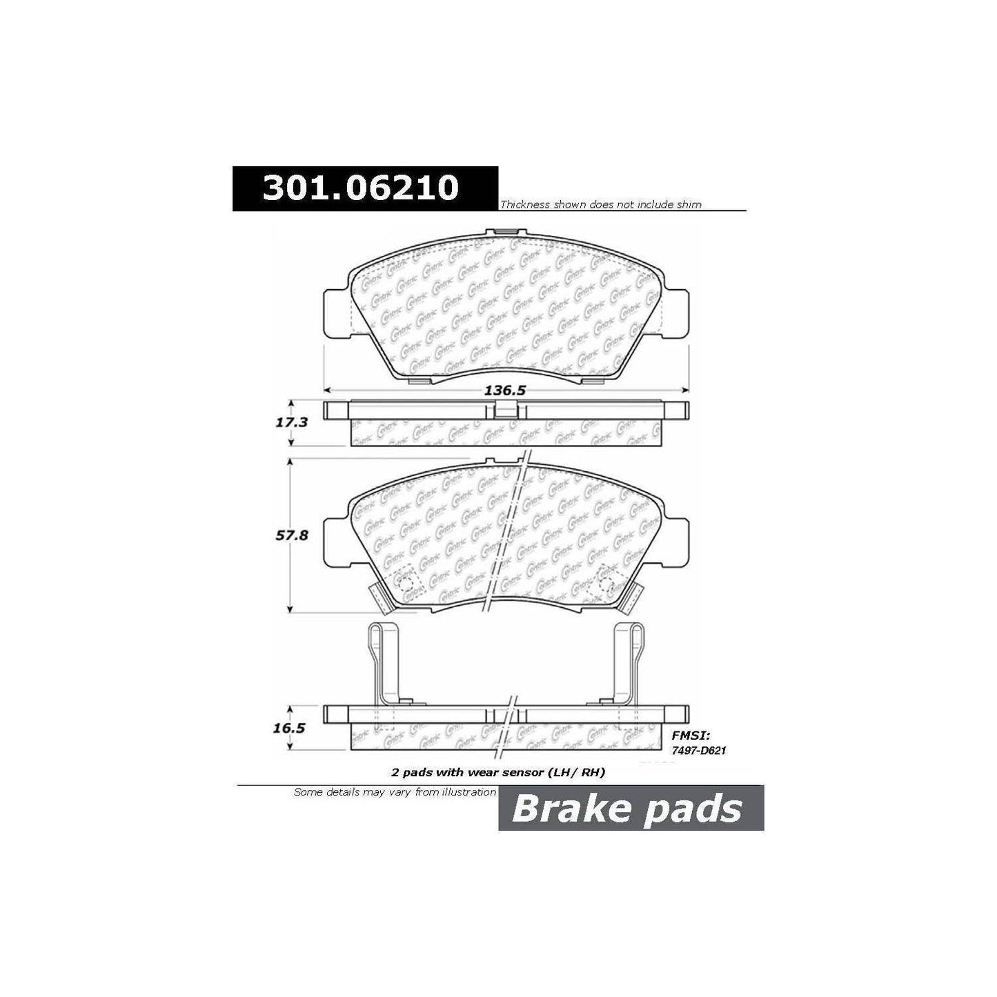 Stoptech Centric Centric Premium Ceramic Brake Pads 301.06210