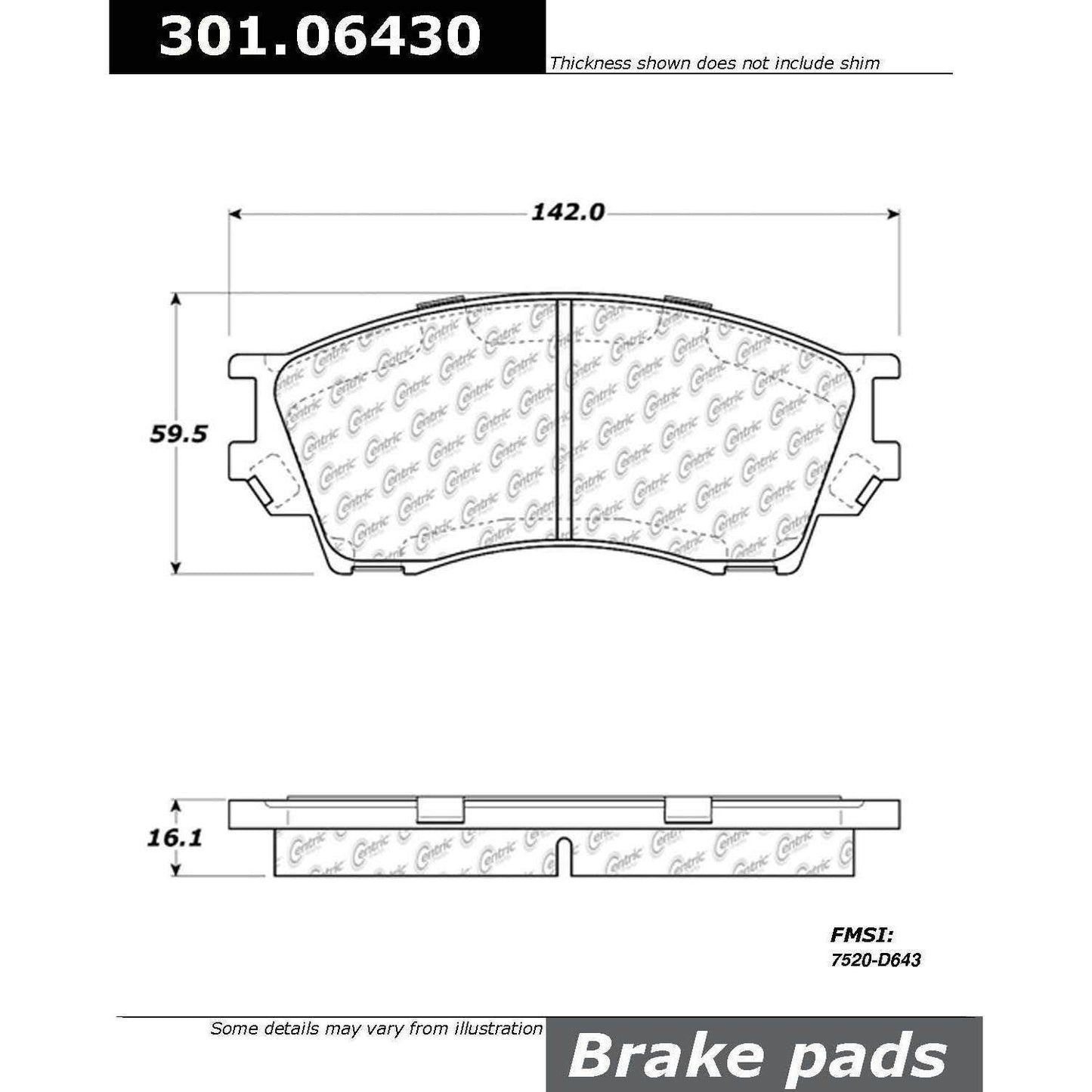 Stoptech Centric Centric Premium Ceramic Brake Pads 301.06430