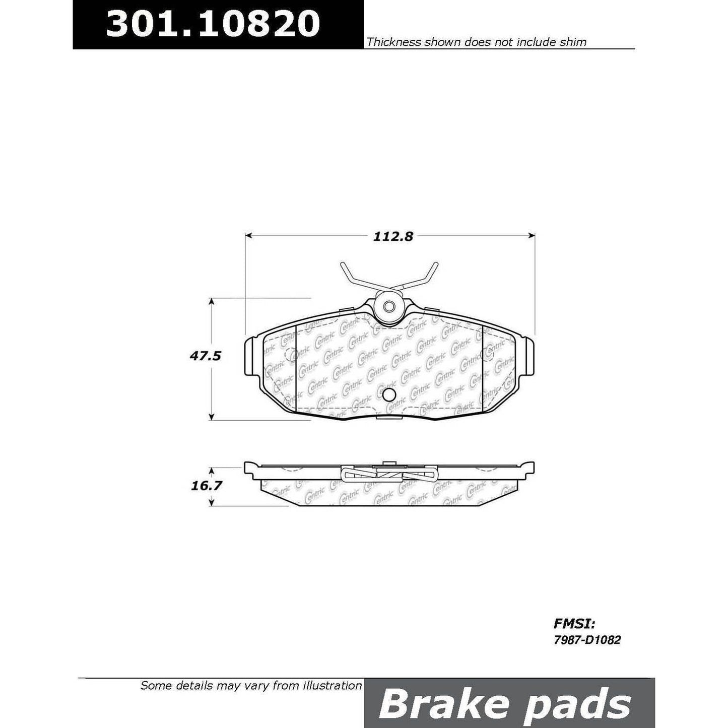 Stoptech Centric Centric Premium Ceramic Brake Pads 301.10820