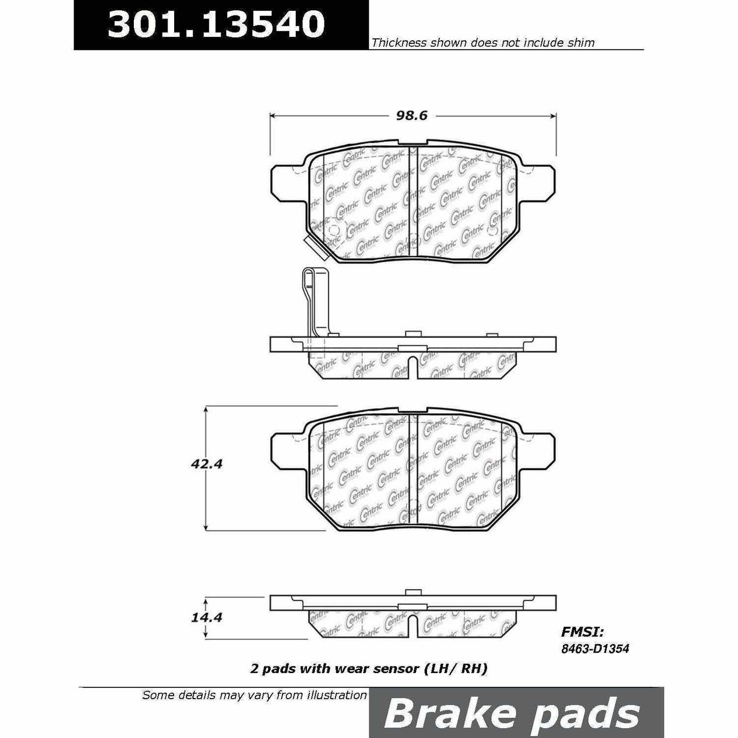 Stoptech Centric 09-10 Pontiac Vibe / 08-11 Scion xB / 09-11 Toyota Matrix Rear Premium Ceramic Brake Pads 301.13540