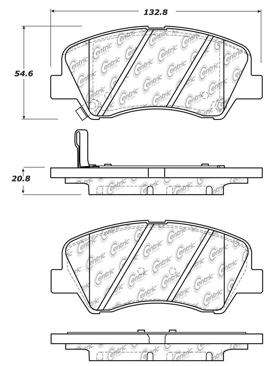 Centric Parts Disc Brake Pad Set with High Performance Shims 301.15930