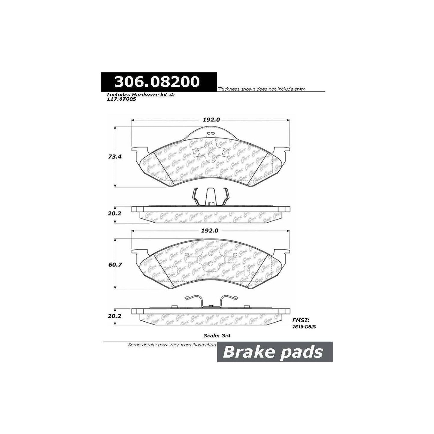 Stoptech Centric Performance Brake Pads 306.08200