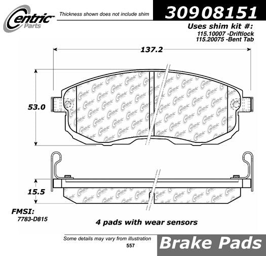 StopTech Sport Brake Pads With Shims And Hardware