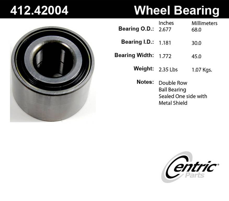 Centric Parts Premium Double Row Wheel Bearing for 1989-1993 Nissan 240SX 412.42004