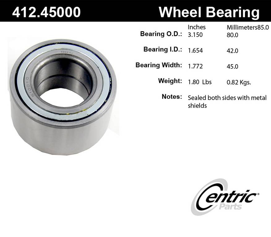 Centric Parts Premium Double Row Wheel Bearing for 2006-2012 Ford Fusion 412.45000