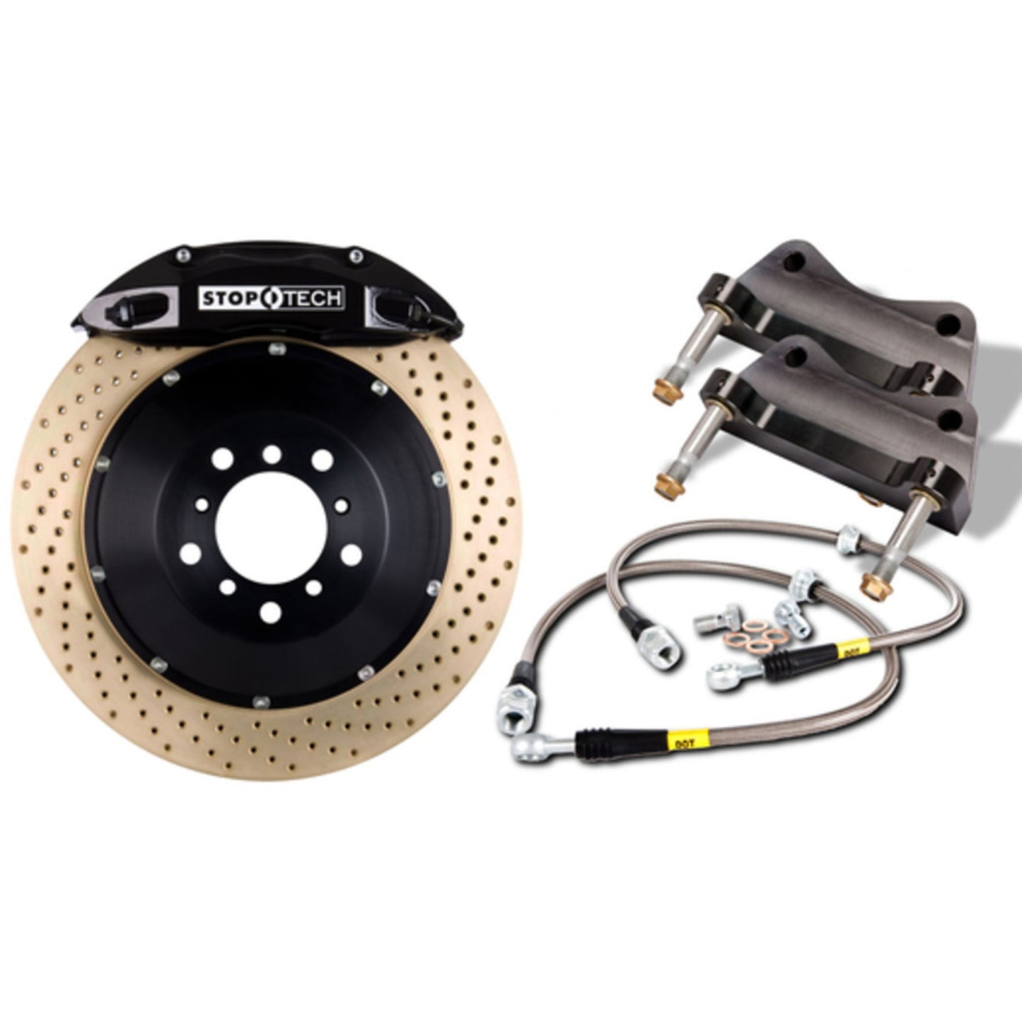 StopTech 91-05 Acura NSX Rear BBK w/Red ST-40 Calipers Drilled 328x28mm Rotors Pads SS Lines 83.055.0143.72