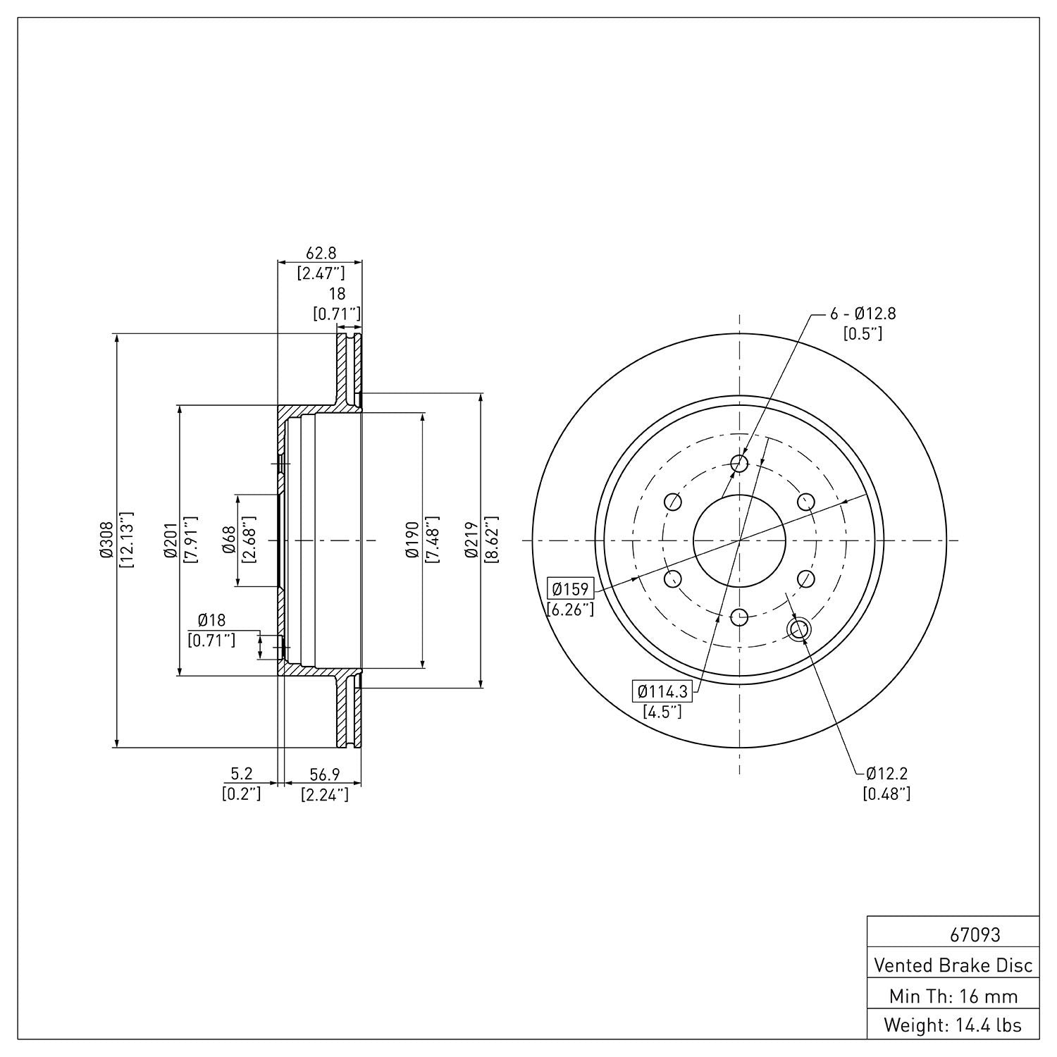 Dynamic Friction Company Disc Brake Rotor 600-67093