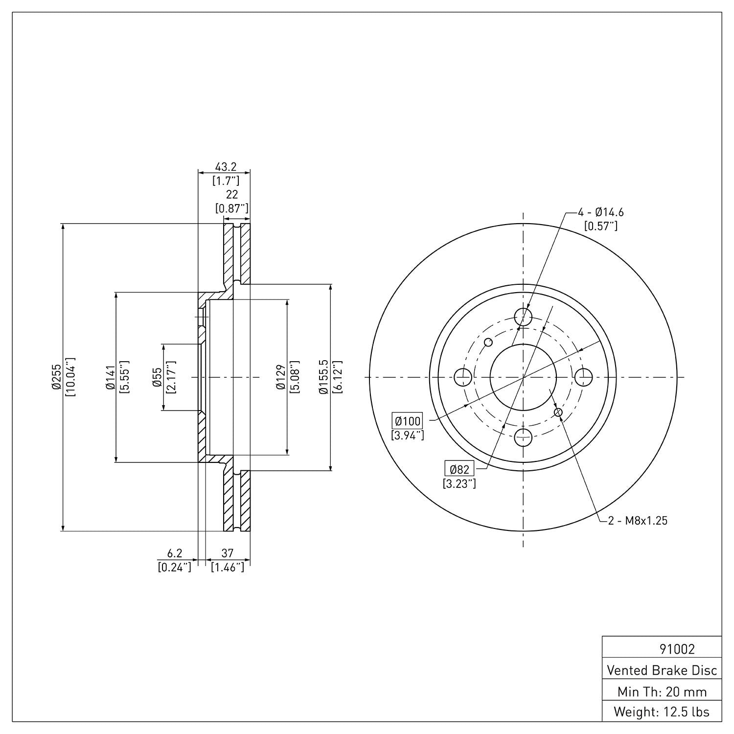 Dynamic Friction Company Disc Brake Rotor 600-91002