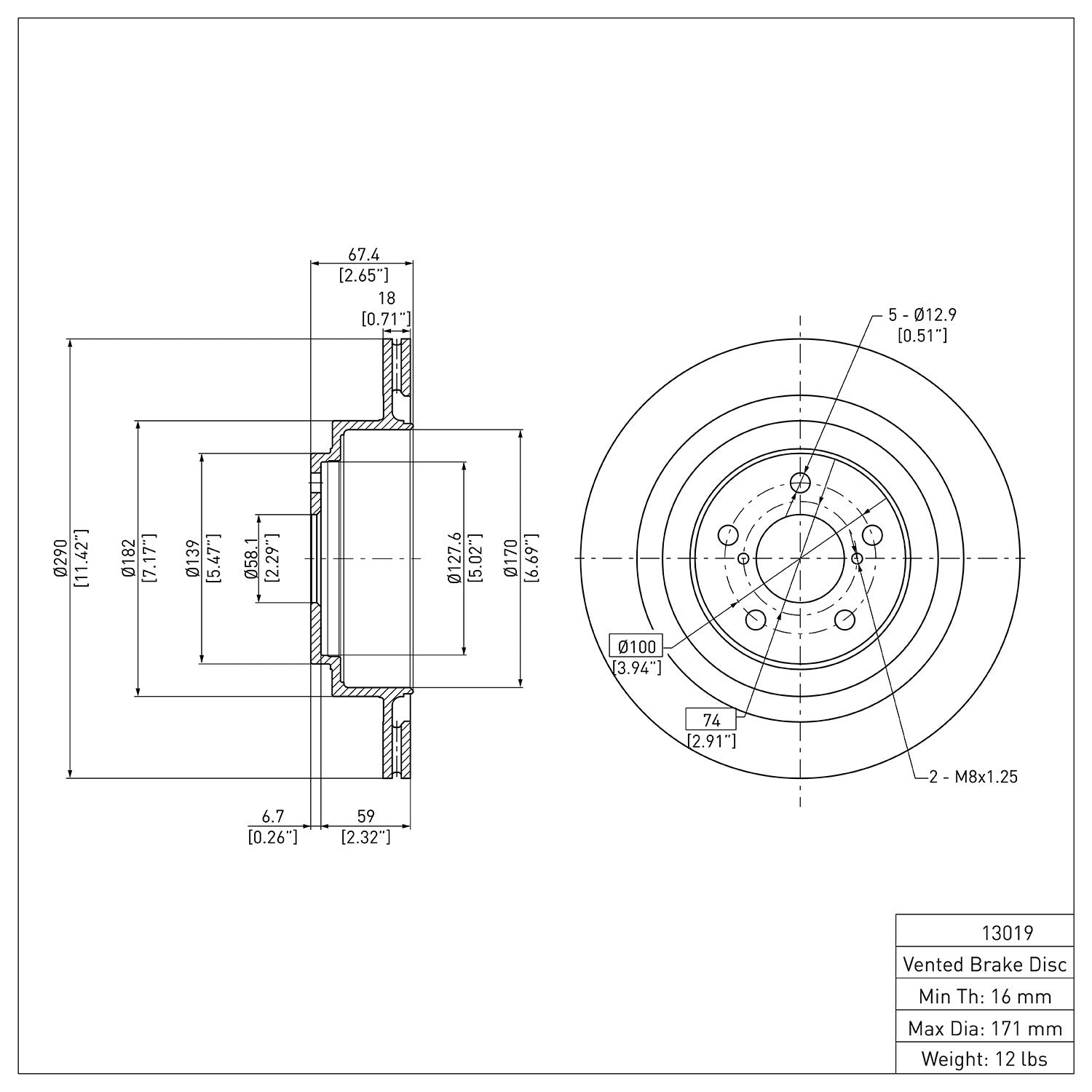 Dynamic Friction Company Disc Brake Rotor 604-13019