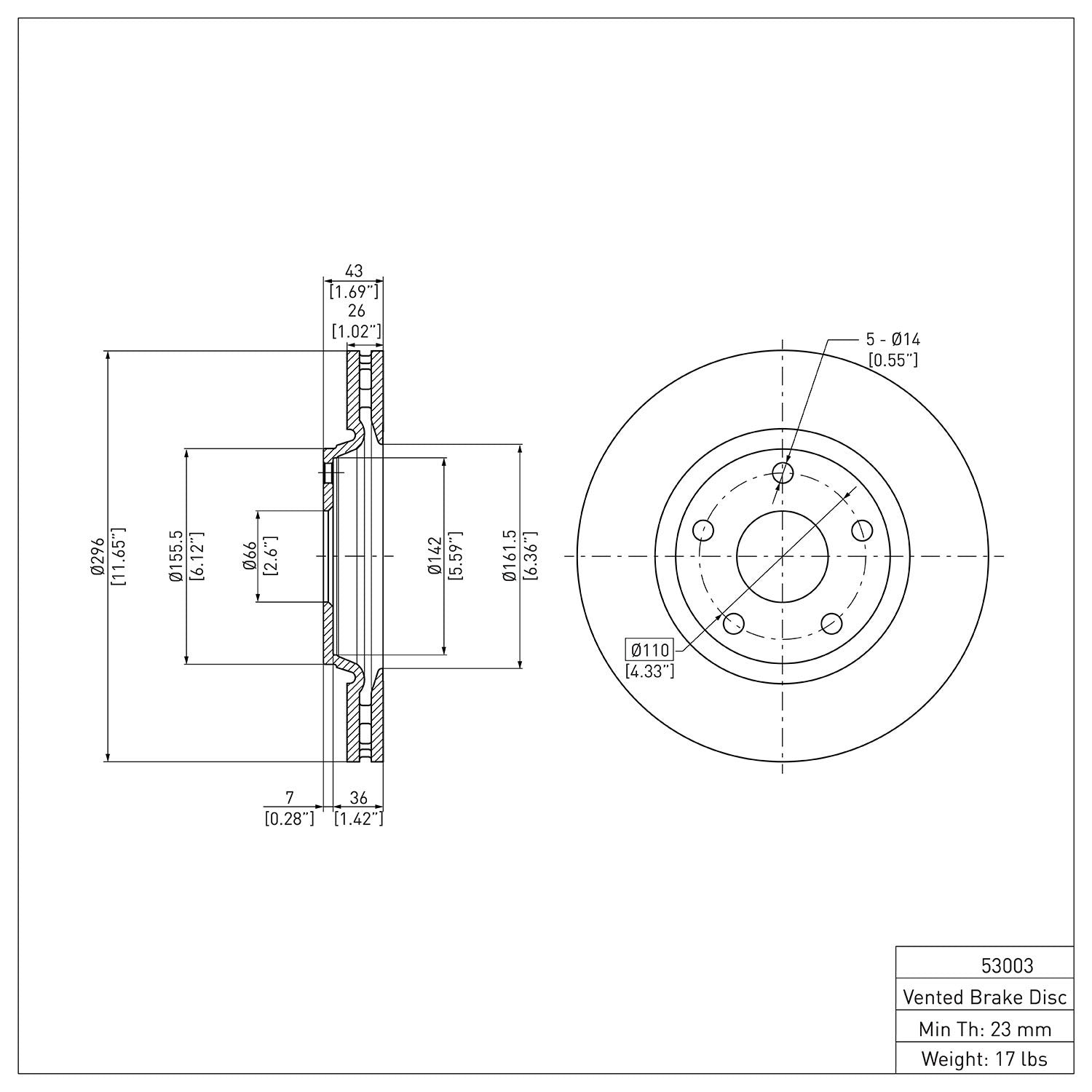 Dynamic Friction Company Disc Brake Rotor 604-53003