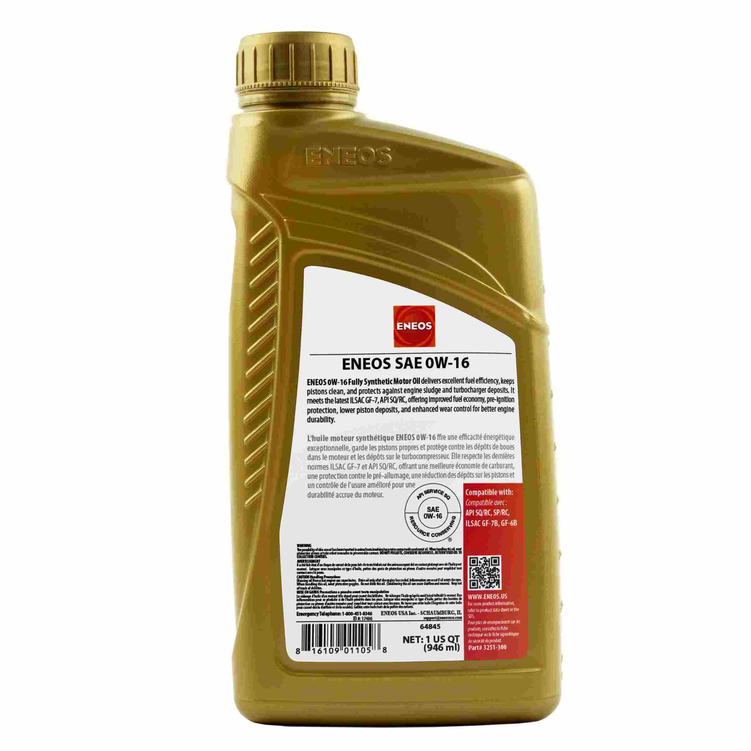 Eneos Full Syn Oil Case 5w20 12 X 1 Qt ENO3241-301