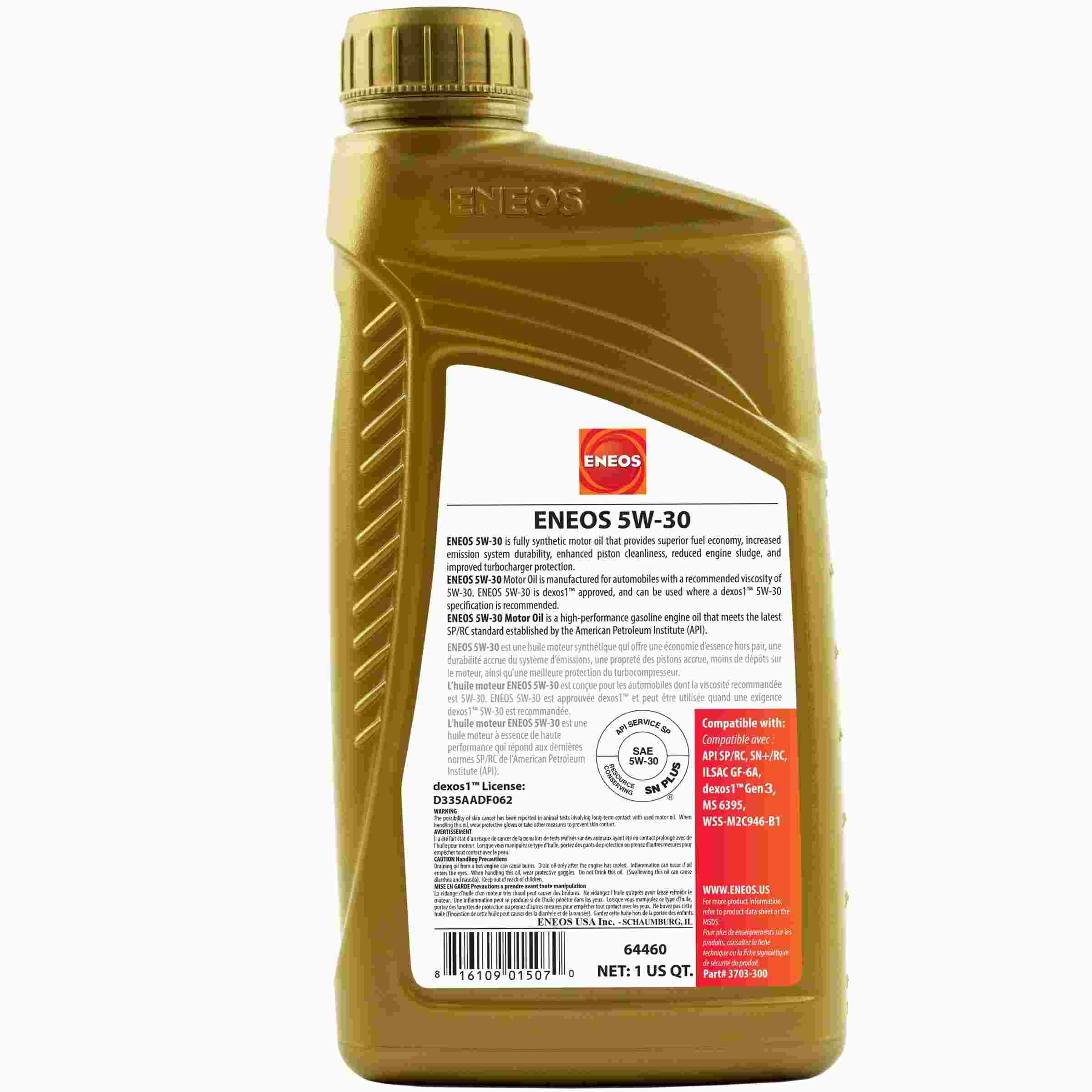 Eneos Full Syn Oil Dexos 1 Case 5w30 12 X 1 Qt ENO3703-301