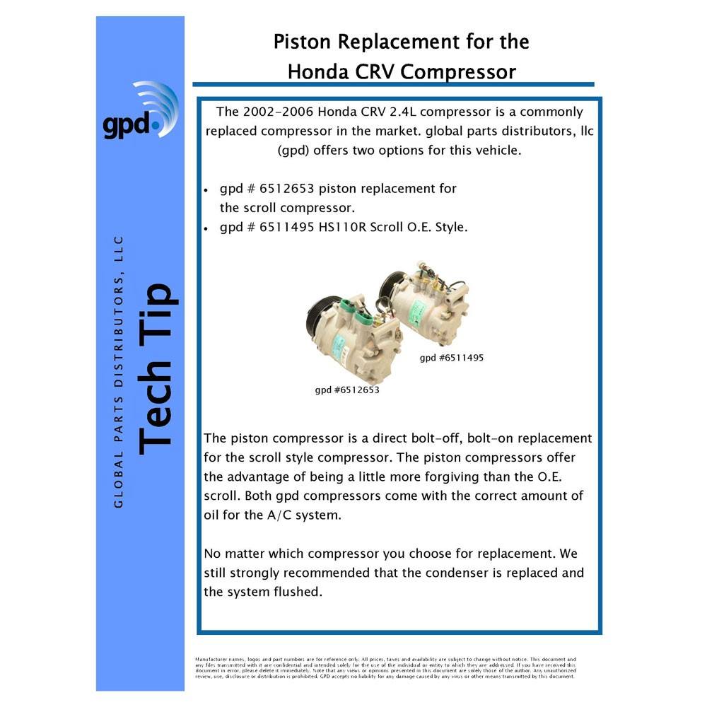 Global Parts Distributors LLC A/C Compressor 6512653