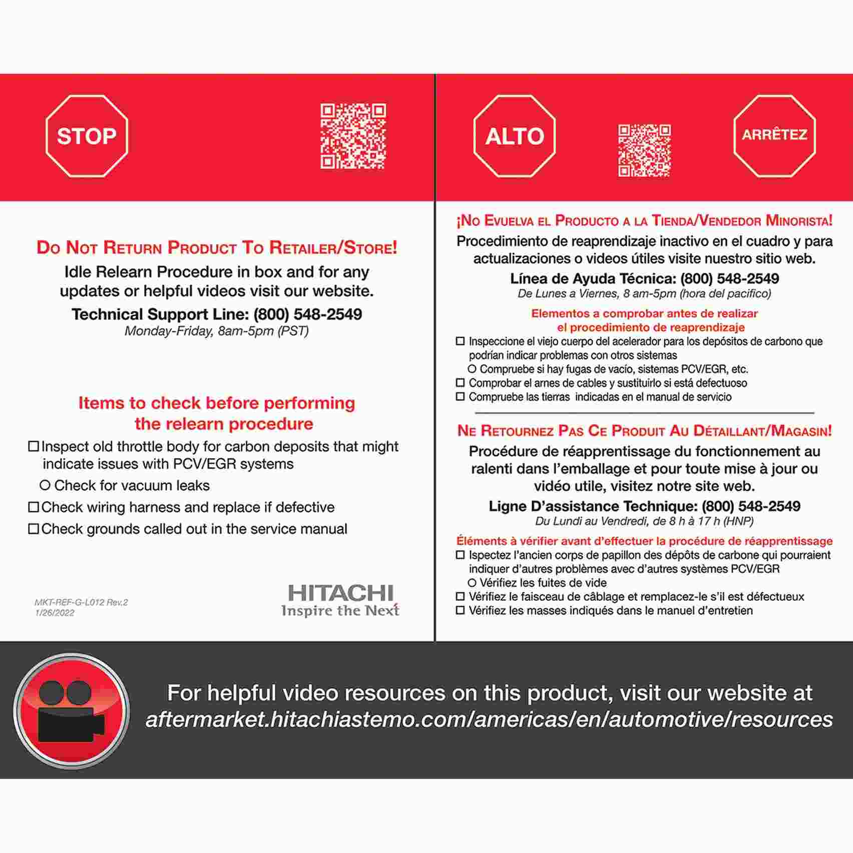 Hitachi Automotive Fuel Injection Throttle Body ETB0071