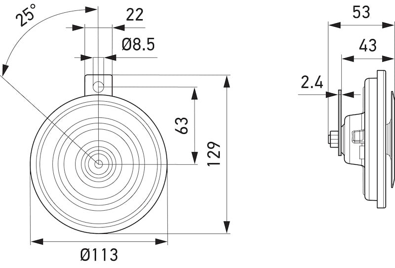 Hella Horn Disc 24V 400Hz Htone (B36) 002768431
