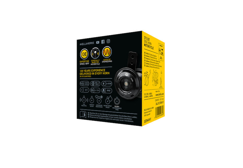 Hella Horn Kit Bx Blk Disc Mcycle 12V Univ 012588011