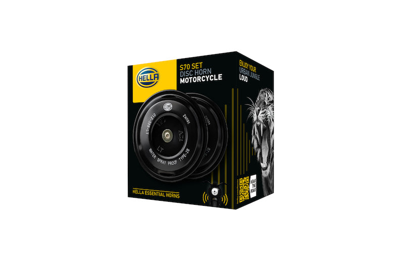 Hella Horn Kit Bx Blk Disc Mcycle 12V Univ 012588011