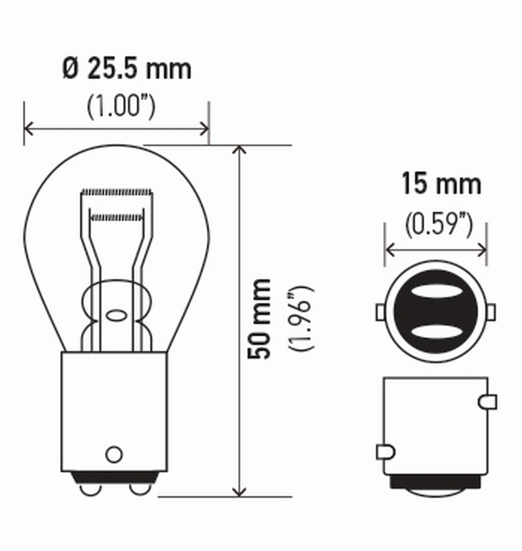 Hella Bulb 1034 12V 23/8W Bay15D S8 (2) 1034TB